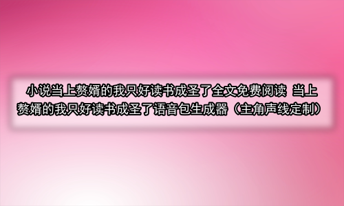 小说当上赘婿的我只好读书成圣了全文免费阅读 当上赘婿的我只好读书成圣了语音包生成器（主角声线定制）